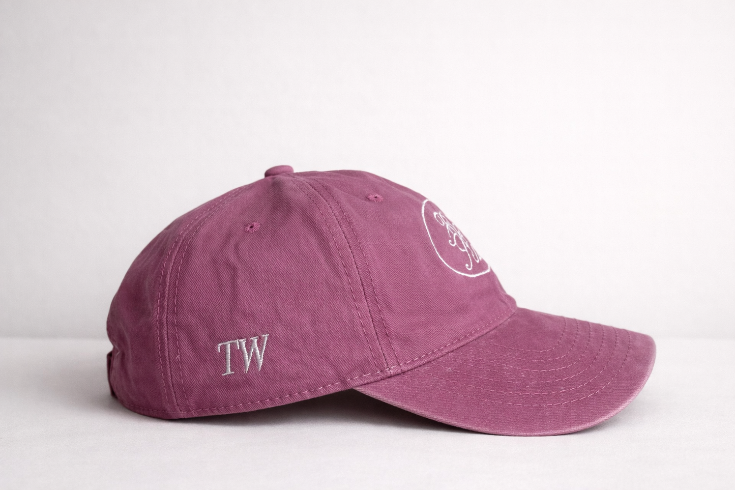 Pink vintage washed cotton cap with embroidered Flow State logo