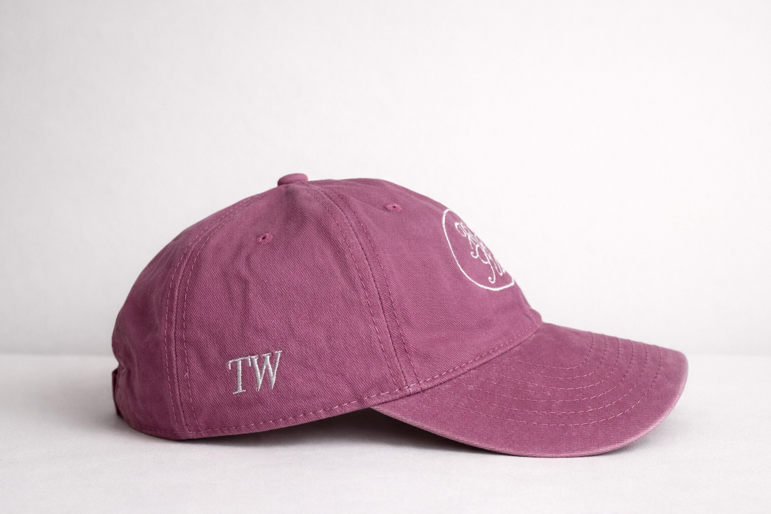 Pink vintage washed cotton cap with embroidered Flow State logo