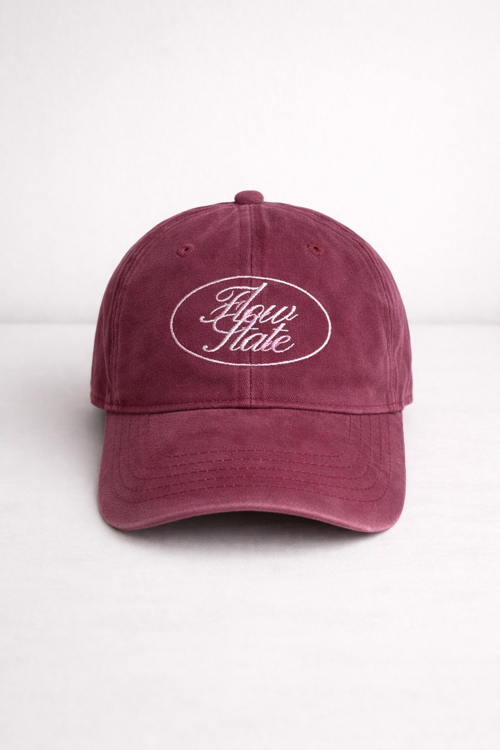 bordeaux vintage washed cotton cap with embroidered Flow State logo
